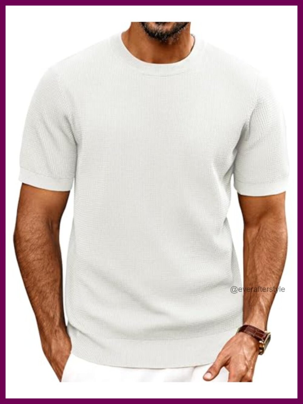Men's Textured Knit Crewneck Short Sleeve T-Shirt Regular Fit Casual Business